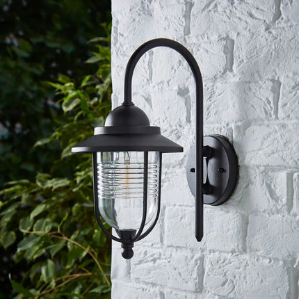 Outdoor Fisherman Lantern Wall Light – E27, IP44, Black Porch Light, Black