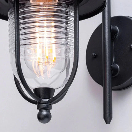 Outdoor Fisherman Lantern Wall Light – E27, IP44, Black Porch Light, Black