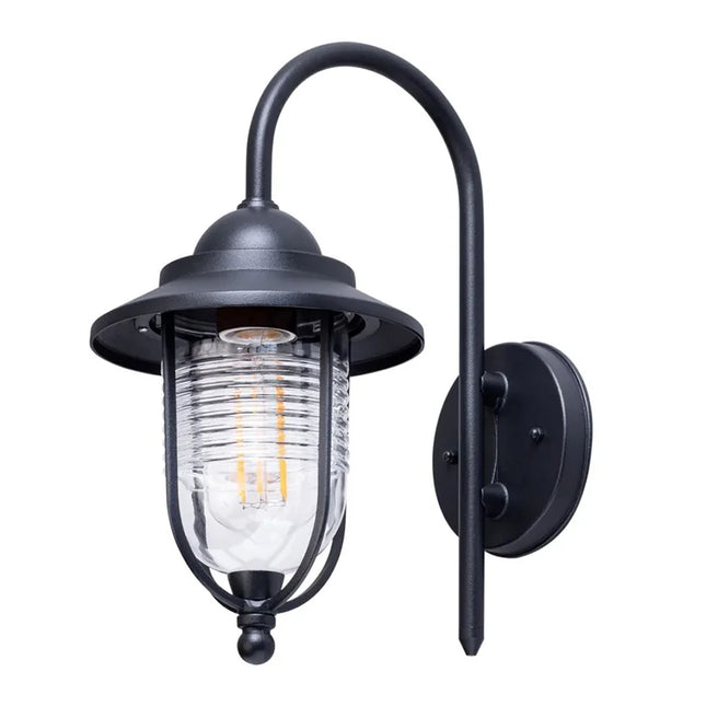Outdoor Fisherman Lantern Wall Light – E27, IP44, Black Porch Light, Black