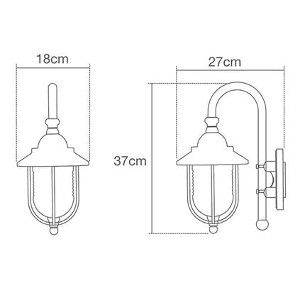 Outdoor Fisherman Lantern Wall Light – E27, IP44, Black Porch Light, Black