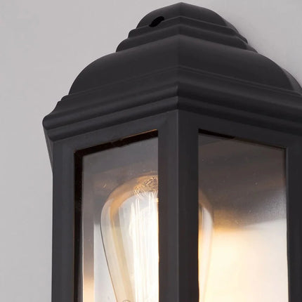 Outdoor Half Lantern Wall Light with PIR Sensor – E27, Black, IP44