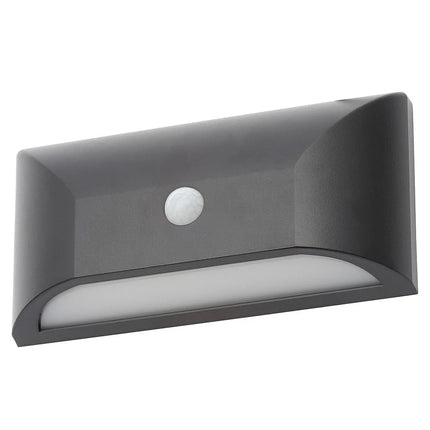 Outdoor Curved Down Wall Light with PIR Sensor – 5W LED, 4000K Neutral White, IP55, Black