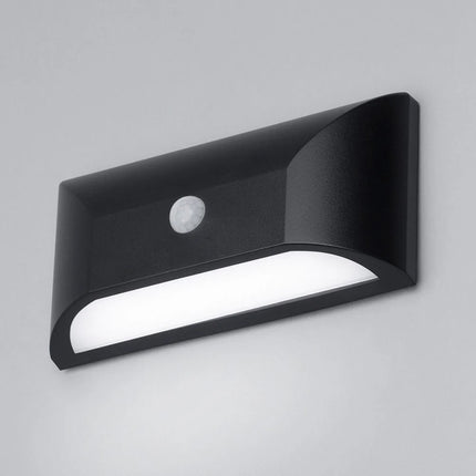 Outdoor Curved Down Wall Light with PIR Sensor – 5W LED, 4000K Neutral White, IP55, Black