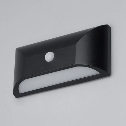 Outdoor Curved Down Wall Light with PIR Sensor – 5W LED, 4000K Neutral White, IP55, Black