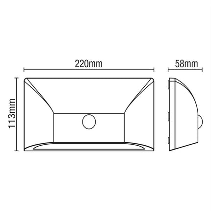 Outdoor Curved Down Wall Light with PIR Sensor – 5W LED, 4000K Neutral White, IP55, Black