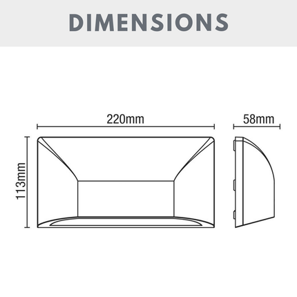 Outdoor Curved Down Wall Light – 5W LED, 4000K Neutral White, IP55, Black