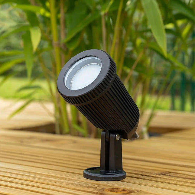 Adjustable Outdoor Garden Spot Light – GU10, Wall or Spike Mount, IP65, Black