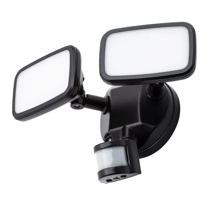 Lynn LED Outdoor Twin Wall Spot Flood Light with PIR Sensor – 10W, 1250lm, IP65, Black