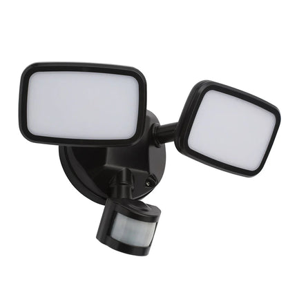 Lynn LED Outdoor Twin Wall Spot Flood Light with PIR Sensor – 10W, 1250lm, IP65, Black