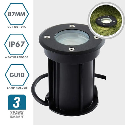 Pan Outdoor Ground Drive Over Light – GU10, IP67 Black