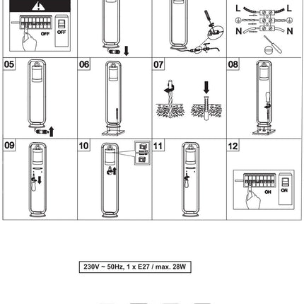 Outdoor Bollard Path Post Light – 1m, E27, Anthracite, IP44 with Dusk-to-Dawn Photocell Sensor