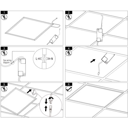600x600mm LED Recessed Suspended Ceiling Light Panel – 40W, 4000lm, IP20, 4000K Cool White