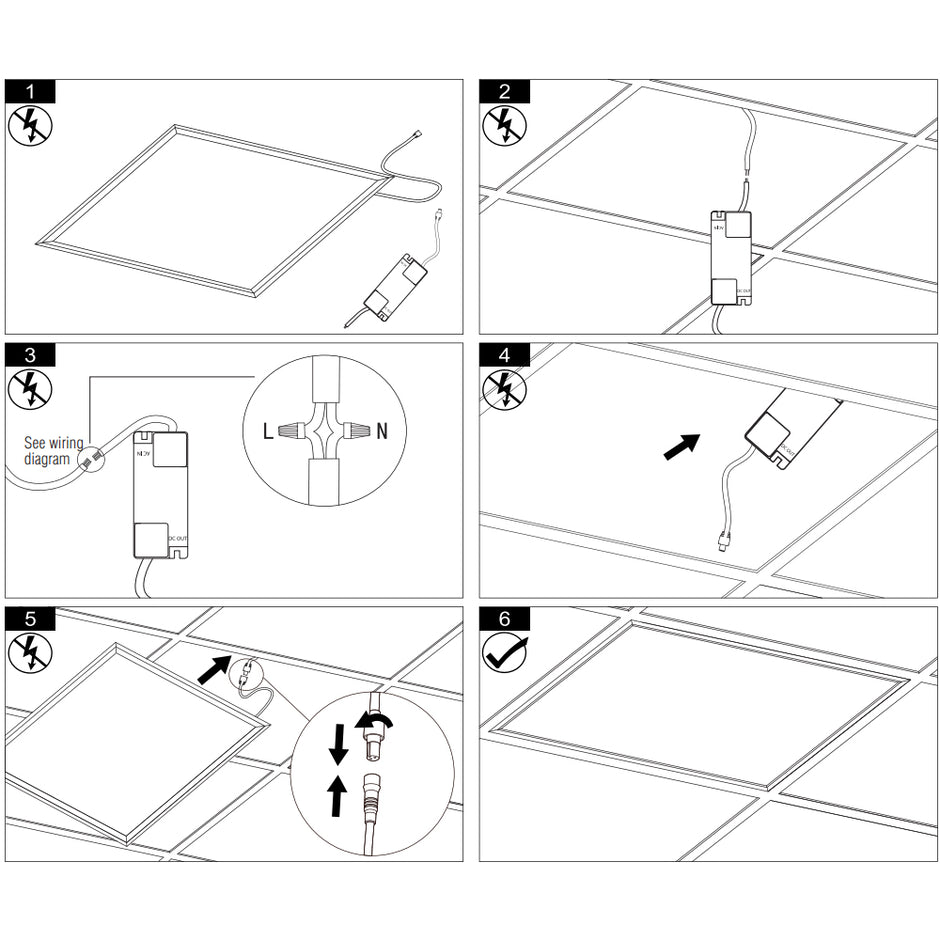 600x600 LED Emergency Self-Test Panel Lights 6 Pack | 40W 4000lm 6000K ...