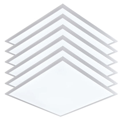 600x600mm Emergency Self-Test LED Panel Lights (6 Pack) – 40W, 4000lm, 6000K Daylight White, Office Ceiling
