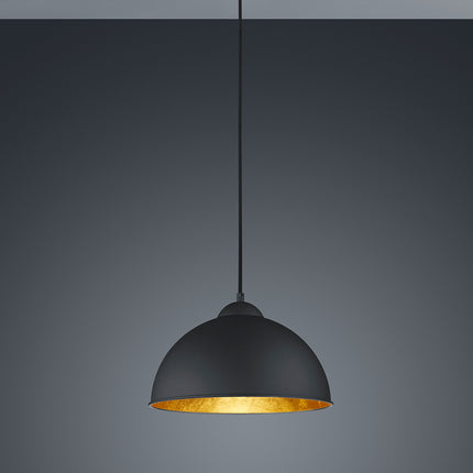 Single Ceiling Round Pendant Light – Modern, E27, Black & Gold