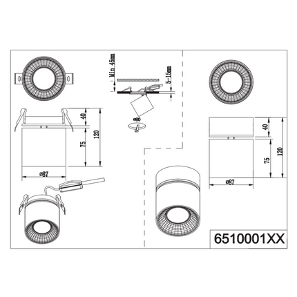 Single Adjustable Spotlight – GU10 Ceiling Light, Matt White, IP20