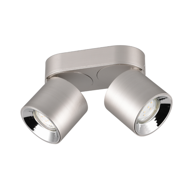 Twin Adjustable Modern Spotlight – GU10 Ceiling Light, Matt Nickel, IP20