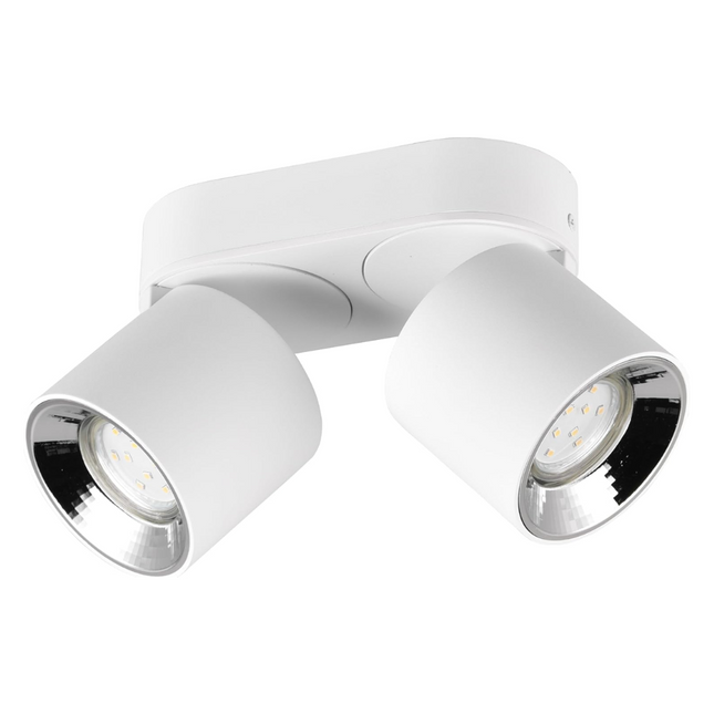 Twin Adjustable Modern Spotlight – GU10 Ceiling Light, Matt White, IP20