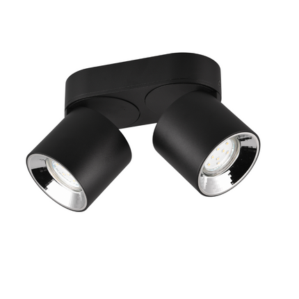 Twin Adjustable Modern Spotlight – GU10 Ceiling Light, Matt Black, IP20