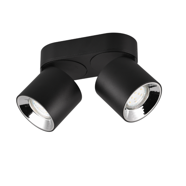 Twin Adjustable Modern Spotlight – GU10 Ceiling Light, Matt Black, IP20