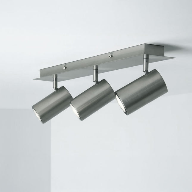 Triple Square Adjustable Spotlight – GU10 Wall or Ceiling Light, Matt Nickel, IP20