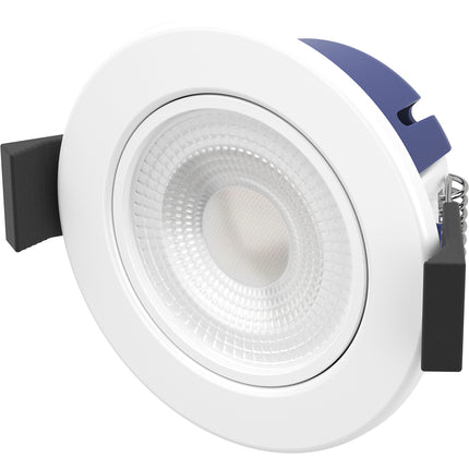 Spey 4CCT Tilt Fire‑Rated Downlight – 5 W, 580 lm, IP65, Adjustable Tilt White Fitting