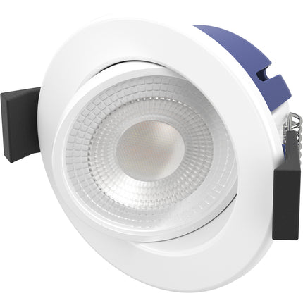 Spey 4CCT Tilt Fire‑Rated Downlight – 5 W, 580 lm, IP65, Adjustable Tilt White Fitting
