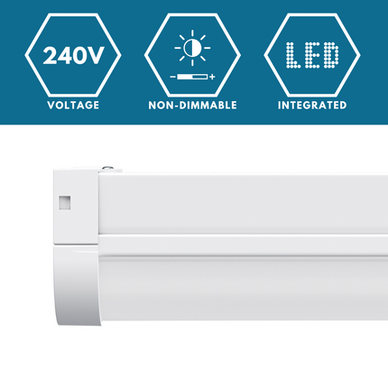 5ft Single LED Batten Light – 3CCT & 18W-32W Selectable, Multi-Wattage, IP20, Standard