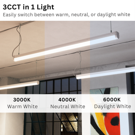 5ft Single LED Batten Light – 3CCT & 18W-32W Selectable, Multi-Wattage, IP20, Standard