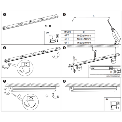 5ft Single LED Batten Light – 3CCT & 18W-32W Selectable, Multi-Wattage, IP20, Standard
