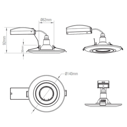 Large Bezel Retrofit Conversion Downlight, GU10 50W – Brushed Chrome