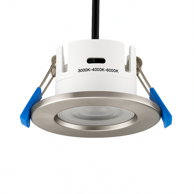 3CCT 5W Fire-Rated LED Downlight - Fire Rated 30/60/90 min - IP65, Satin Nickel