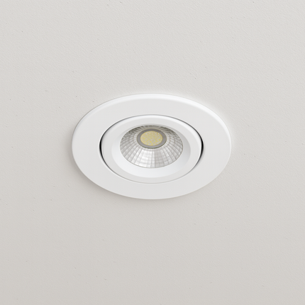 White recessed ceiling light on a gray background