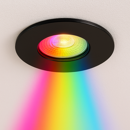 Smart Wifi RGB-CCT Fire-Rated Downlight (Alexa & Google) – IP65, GU10, Matt Black