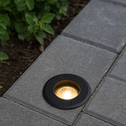 Pan Outdoor Ground Drive Over Light – GU10, IP67 Black