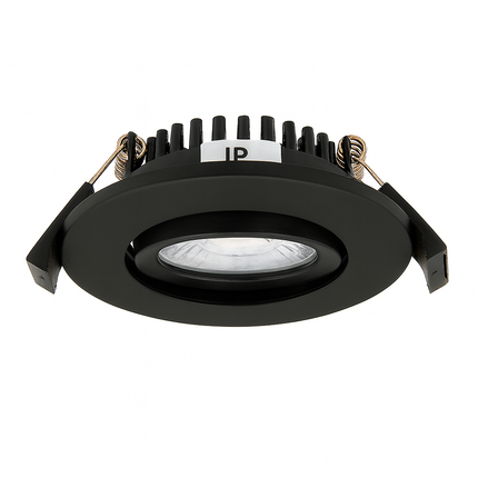 Adjustable IP65 Dimmable LED Slim Tilt Downlight, Fire Rated, 5W, 500 Lumens, Black