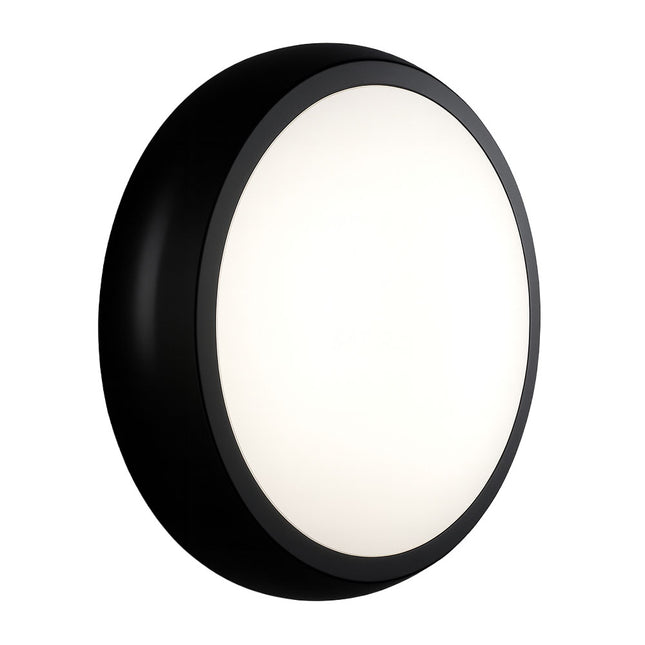 CE3X5 Round LED 3hr Emergency Bulkhead Light - Switchable 8‑16 W, 5‑CCT, IP65, Black