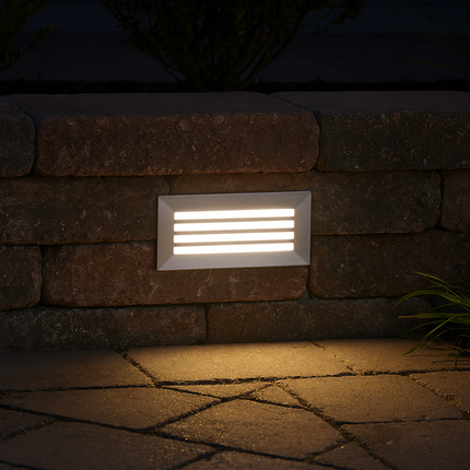 LED Slim Brick Step Light – Integrated LED, IP65, Brushed Nickel