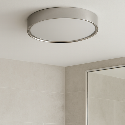 Round Ceiling Light – 18W LED, 1850lm, 3000K Warm White, IP44, Chrome