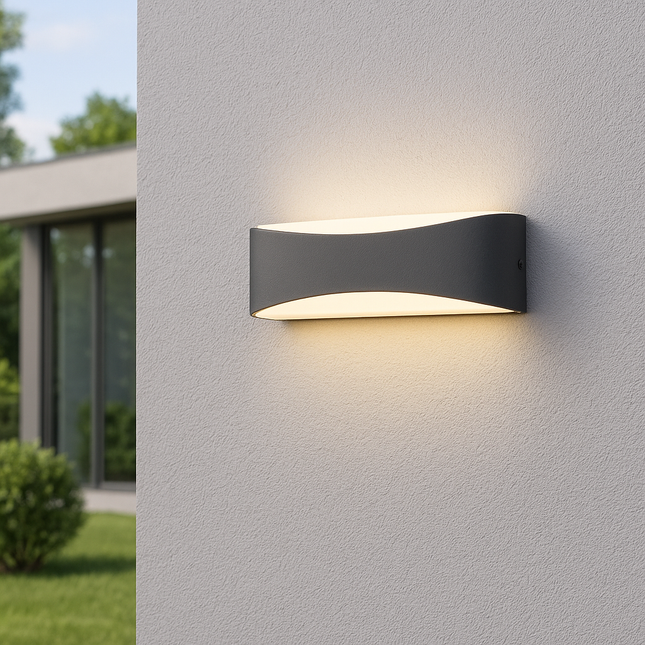 Outdoor Wall Light – 9W LED, 1200lm, 3000K Warm White, IP65, Anthracite, Up & Down