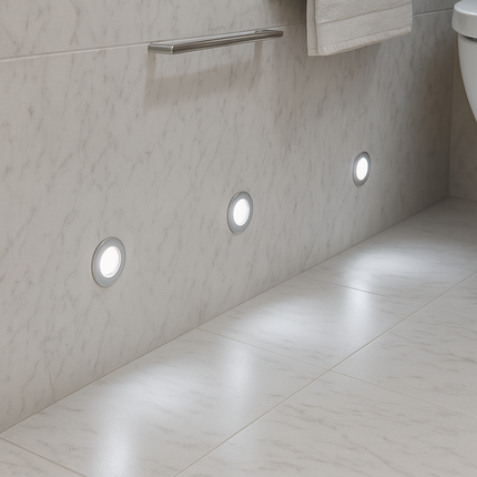 LED Recessed Bathroom Plinth/Floor Light – 30mm, 12V, IP68 316 Marine Grade Stainless, 4000K Neutral White