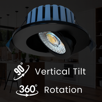 3CCT Fire‑Rated Tilt Adjustable Downlight – 7 W, 700 lm, IP65 Black