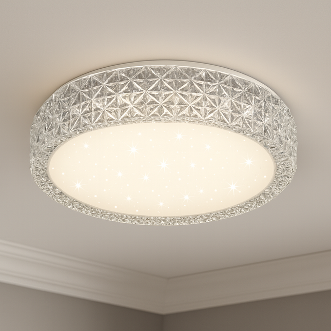 Pegasus LED Ceiling Light 28cm White Acrylic Starlight Effect – 12W 1160lm 3000K