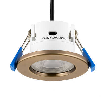 3CCT 5W Fire-Rated LED Downlight - Fire Rated 30/60/90 min - IP65, Antique Brass