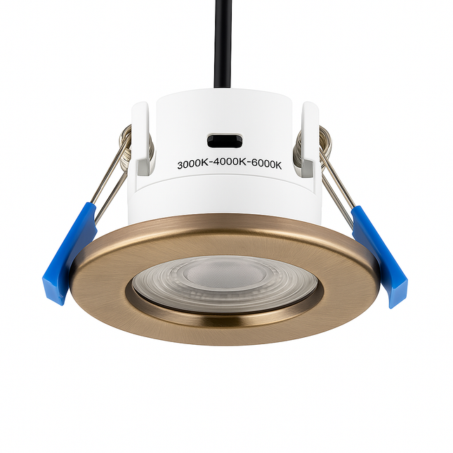 3CCT 5W Fire-Rated LED Downlight - Fire Rated 30/60/90 min - IP65, Antique Brass