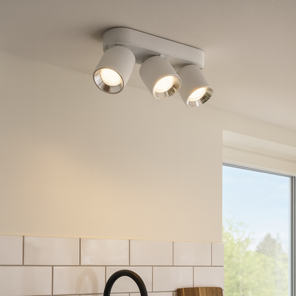 Triple Adjustable Modern Spotlight – GU10 Ceiling Light, Matt White, IP20