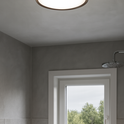 Round Ceiling Light – 18W LED, 1850lm, 3000K Warm White, IP44, Black