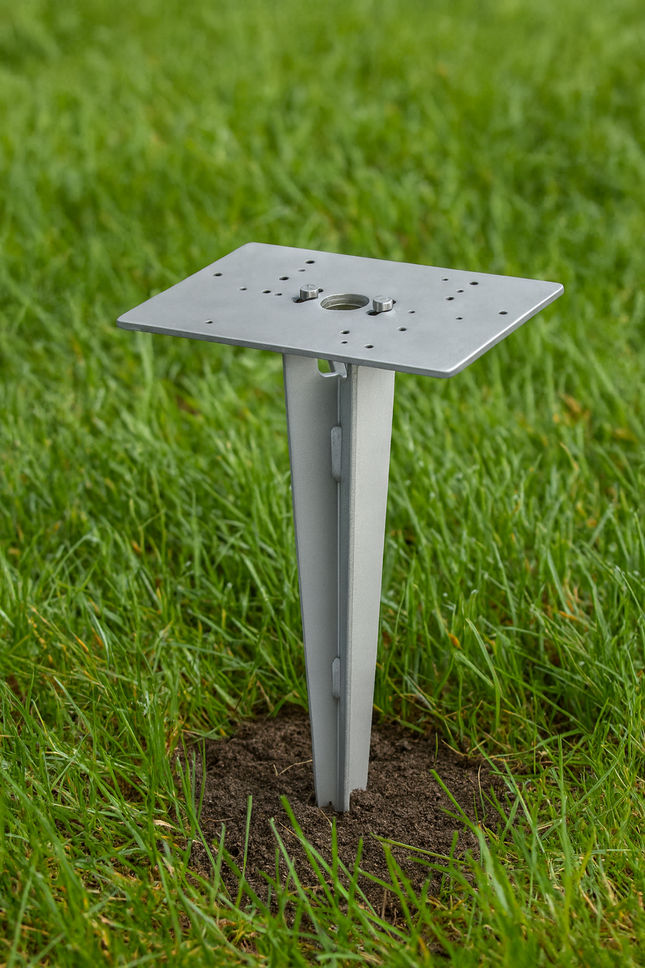 Universal Ground Earth Spike for Outdoor Garden Lights, Matt Nickel, 405 mm