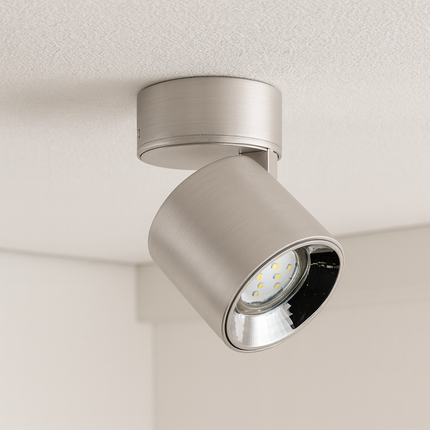 Single Adjustable Spotlight – GU10 Ceiling Light, Matt Nickel, IP20