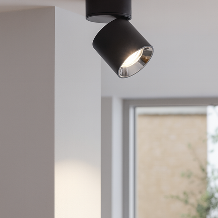 Single Adjustable Spotlight – GU10 Ceiling Light, Matt Black, IP20